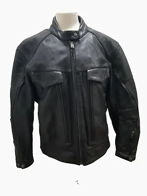 XPERT Protective Gear Biker Leather Jacket Mens XL Motorcycle Heavy Duty Black • $150