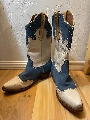 American Rebel Boot Co Elvis Presley Blue Suede Leather Boots Size 8.5 • $175