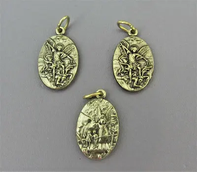3 Pc Saint St MICHAEL / Guardian Angel Charm ITALY Holy Medal Rosary O103 Bronze • $3.29
