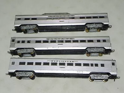 Athearn HO 3 Streamlined Passenger Cars Santa Fe & Burlington Mantua Trucks • $10