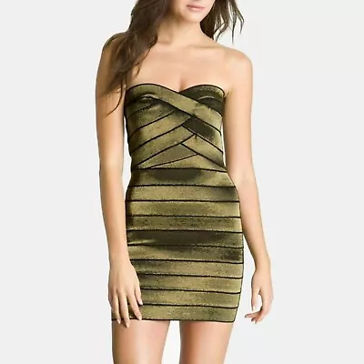 PRIVÈ 8 Bronze Gold Shimmer Strapless Mini Bandage Cocktail Party Dress NWT • $88.50