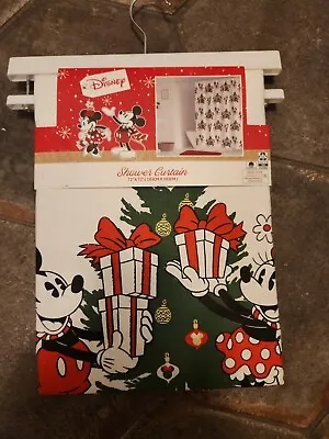 $36.99 • Buy Disney Mickey & Minnie Mouse Christmas Tree Fabric Shower Curtain