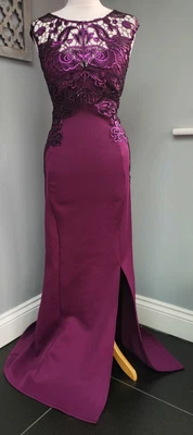 £10.50 • Buy Lipsy Sz 16 Purple Lacey Bodice Long Evening Party Dress / Ball Gown