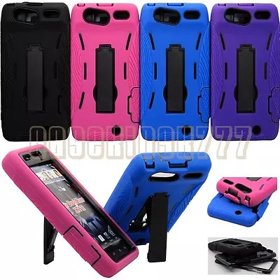 For Droid Razr XT912 Cell Phone 2 Layers Case Skin W/ Kickstand & Port Covers • $7.80