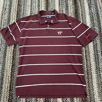 Virginia Tech Hokies Polo Shirt Men Large Red White Striped Cotton Golf Adult VT • $14.91