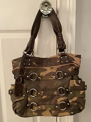 New B. Makowsky Camo Green Brown Leather Kimberly Bag Hobo Large • $135