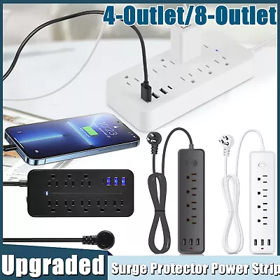 Wall Mountable USB Surge Protector Power Strip With USB Ports 4/8 Outlet Plugs  • $13.95