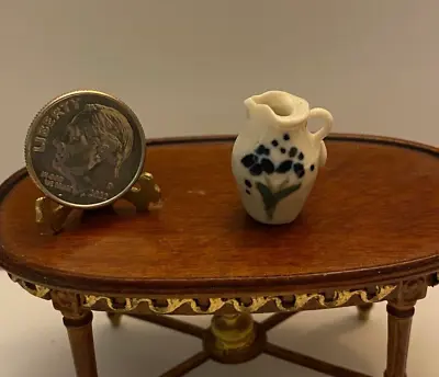 Dollhouse Miniature Handcrafted Pottery - Blue Floral Pitcher #2 • $14