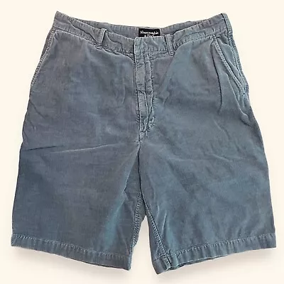 Vintage 90s Abercrombie And Fitch Blue Gray Baggy  Corduroy Shorts 36 Y2k • $22.99