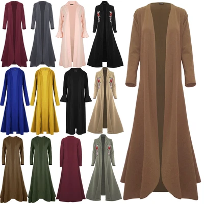 £10.99 • Buy Women Ladies Floaty Flowy Cardi Open Flare Long Trench Jacket Coat Maxi Cardigan