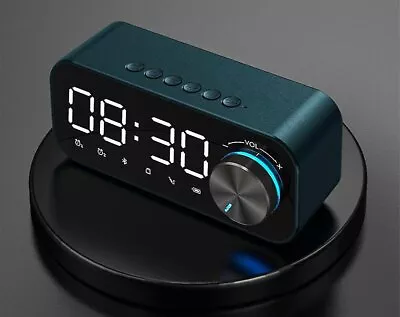 Digital Display Clock Radio Bluetooth Speaker Dual Alarm Rechargeable Battery S9 • $34.95