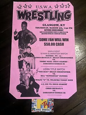 Rare Vintage Original 90s USWA Wrestling Kentucky Event Poster Wwf Ecw Lawler • $74.99