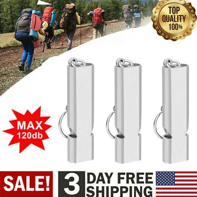 3Pcs Survival Whistle 120db Loud Camping Emergency Tool With Key Chain Outdoor • $5.69