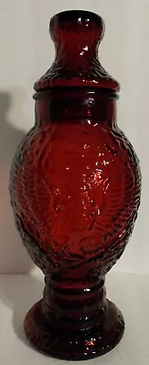 $9 • Buy 10  Tall Vintage Wheaton Ruby Red Glass Apothecary Jar Eagle Embossed On Front!