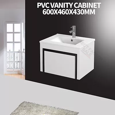 Bathroom Vanity Unit Finger Pull Storage Cabinet Ceramic Basin Wall Hung 600mm • $399