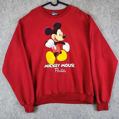 £24.99 • Buy Vintage Mickey Mouse Sweatshirt Extra Large Red Disney Jumper Sweater Florida
