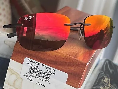 New In Box - Maui Jim Nanea MJ RM332 2M Black Hawaii Lava Polarized Sunglasses • $195