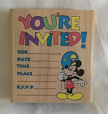 Rubber Stampede Mickey Mouse Wood Mounted Rubber Stamp  You're Invited!  • $7.96