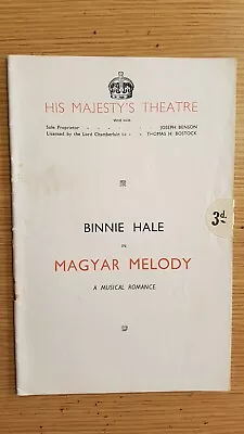 Theatre Programme Magyar Melody Binnie Hale Roger Treville Betty Warren  • £9.99