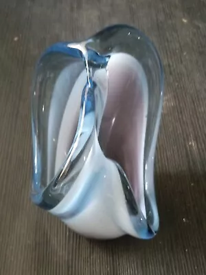 Beautiful Murano Glass Blue White Lavender Abstract Glass Sculpture 7  X  4.5  • $45