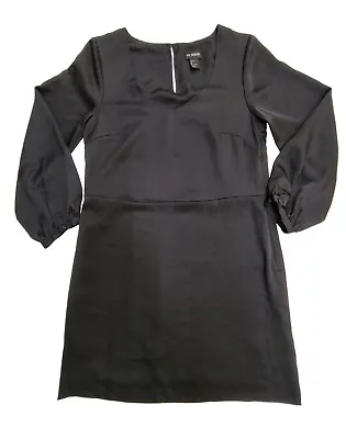 Satin Dress Size 8 Black Lined Long Sleeve H&M Conscious Collection • £8