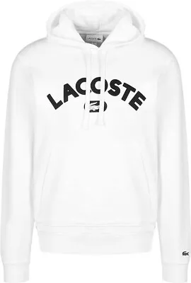 Lacoste Men's WHITE Long Sleeve Lightweight Pullover Hoodie Printed SH6876 SZ XL • $83.62