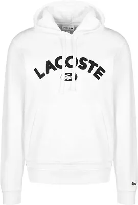 Lacoste Men's WHITE Long Sleeve Lightweight Pullover Hoodie Prntd SH6876 SZ XXL • $83.05