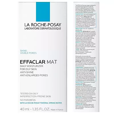 La Roche-Posay Effaclar Mat Daily Moisturizer For Oily Skin 40ml/1.35oz.EXP-2025 • $13.69