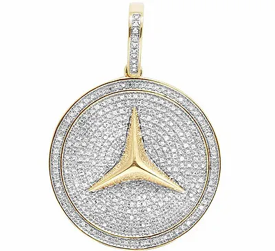 Men's 10K Yellow Gold Mercedes Medallion Genuine Diamond Pendant Charm 1 CT 1.5  • $709.99