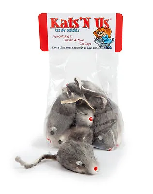 Real Rabbit Fur Mouse Kats'N Us® Cat Toy - 10 Pak -No Rattle Sound • $12.99