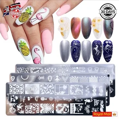 Nail Art Stamping Plates 12 Design Templates DIY For Gel Polish Paint & Drawing • £2.65