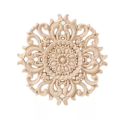 BSYMDH Round Wood Appliques Onlays Unpainted Wooden Carving Decal DIY Wood Ca... • $26.34