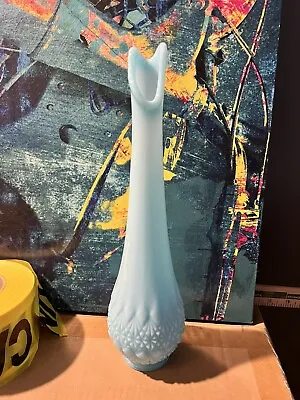 HTF Blue Milk Glass OVG Old Virginia Glass Diamond Cut Vase • $175