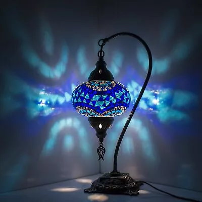 £44 • Buy Turkish Moroccan Lamp Bedside Lamp Table Desk Dark Blue With Bulb