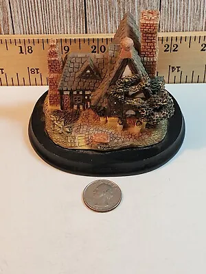 Vtg Resin Miniature ENGLISH COTTAGE HOUSE On Wood Base  3.5  Tall • $9.90