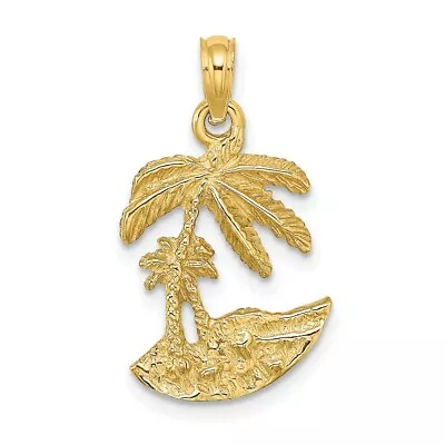 $199.35 • Buy 14k Yellow Gold Palm Trees On Island Charm Pendant Seashore Tree Fine Jewelry