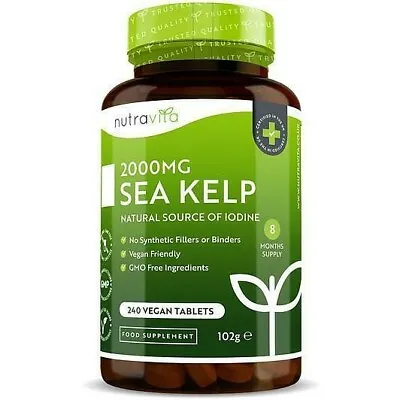 Sea Kelp 2000mg - 240 Vegan Tablets -  Iodine - Thyroid Immune System Hair Skin • £12.99