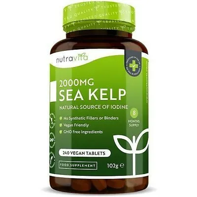 View Details Sea Kelp 2000mg - 240 Vegan Tablets -  Iodine - Thyroid Immune System Hair Skin • 12.99£