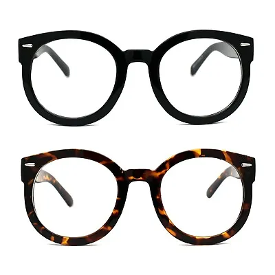 Oversized Round Thick Horn Rim Clear Lens Fashion Eye Glasses • $9.95