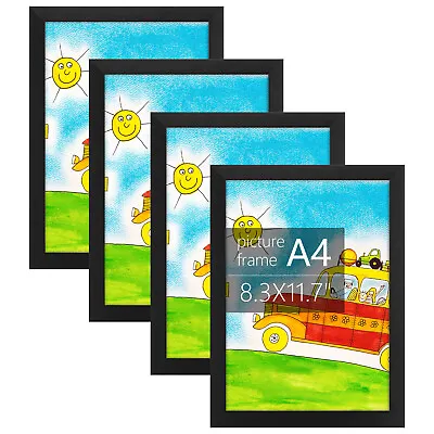 A2 A3 A4 Black Picture Frame Solid Wood For Posters Photos Prints Acrylic Glass • $19.89