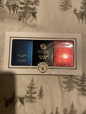 Versace Mens Trio Miniature Set 3 X 5ml Mini EDT EDP Fragrance Gift First Class • £20
