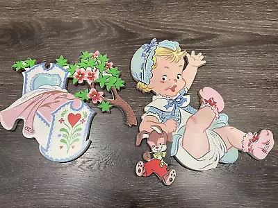 2 Dolly Toy Co ROCK A BYE BABY Plaques Wall Decorations CRADLE TREE Vintage • $16.99