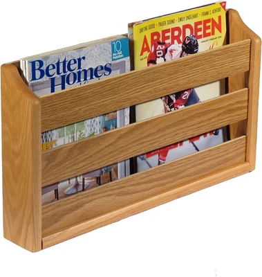 $62.80 • Buy Doublewide Rack, Wall Mount Or Tabletop, Light Oak Magazine Holder