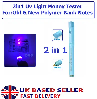 £2.79 • Buy 2in1 UV Light Counterfeit Fake Forged Bank Note Money Tester Detector Marker Pen