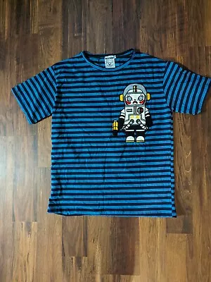 Moschino Couture Embroidered Shirt Size M Medium Blue/Black Stripe • $35