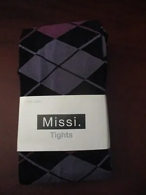 £3.99 • Buy Missi Ladies Pink/Purple Diamond Design Tights - One Size - NEW