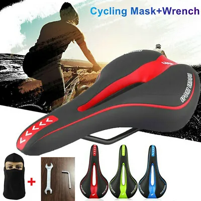 Bicycle Mountain Bike Seat With Wrench Saddle Soft Gel Pad Comfort Cycling Mask • $12.99