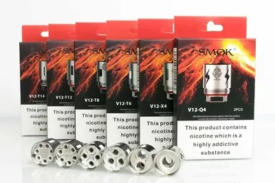Smok Tfv12 Coils V12-q4 V12-x4 V12-t6 V12-t8 V12-t12 Coils Authentic Uk Seller • £7.95