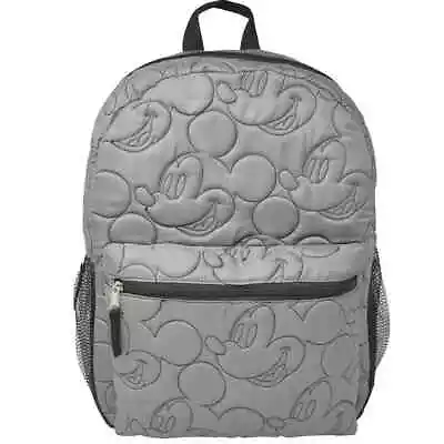 Mickey Mouse Grey Quilted Embroidered 16  Backpack • $24.99