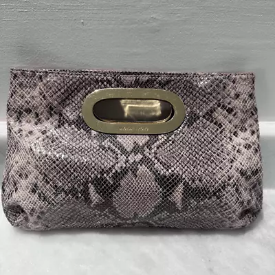 Michael Kors Snakeskin Python Embossed Leather Berkley Clutch Handbag Purse • $49